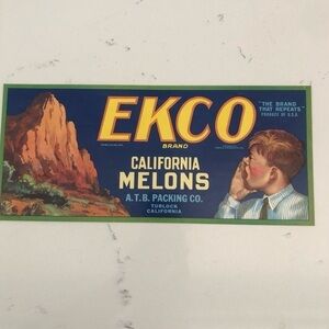 VTG Ekco Brand Cantaloupes Crate Label - California